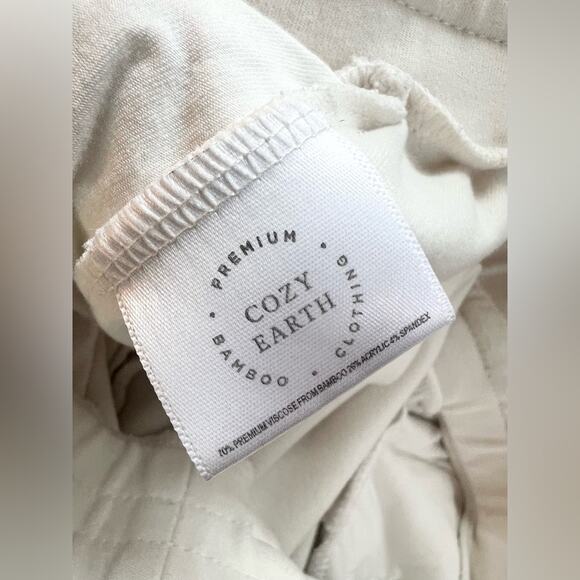 Cozy Earth Bamboo Jogger cream white stretchy knit lounge pajamas soft spring M - Picture 13 of 14